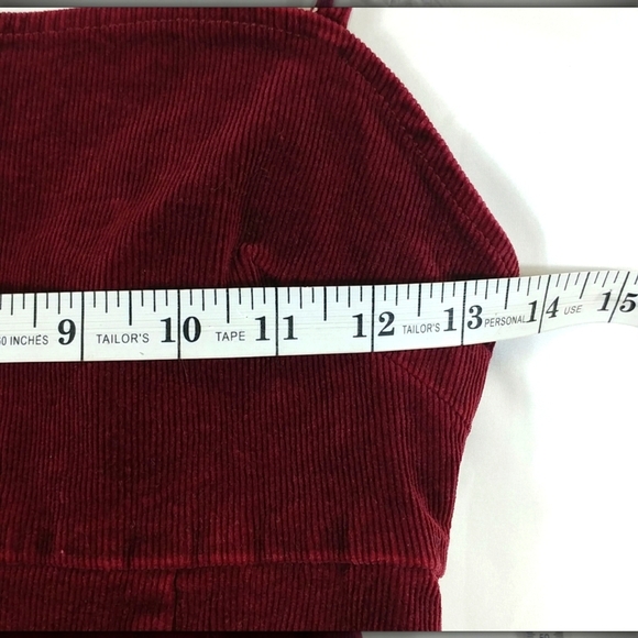 Pacsun Dress Women' Burgundy Corduroy Pinafore Adjustable Straps Y2K Mini Size S - Picture 3 of 9